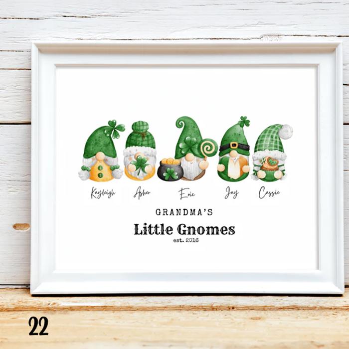 Cozy Holiday Gnome Family Personalized Art | 3 sizes