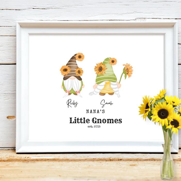 Cozy Holiday Gnome Family Personalized Art | 3 sizes