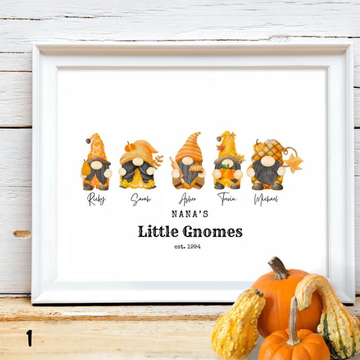 Cozy Holiday Gnome Family Personalized Art | 3 sizes