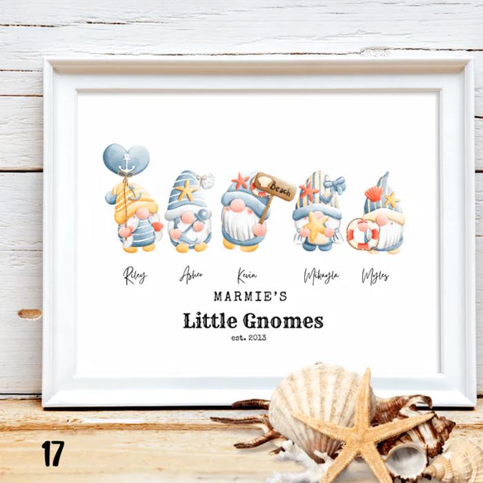 Cozy Holiday Gnome Family Personalized Art | 3 sizes