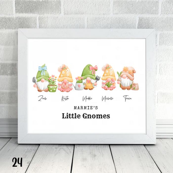 Cozy Holiday Gnome Family Personalized Art | 3 sizes