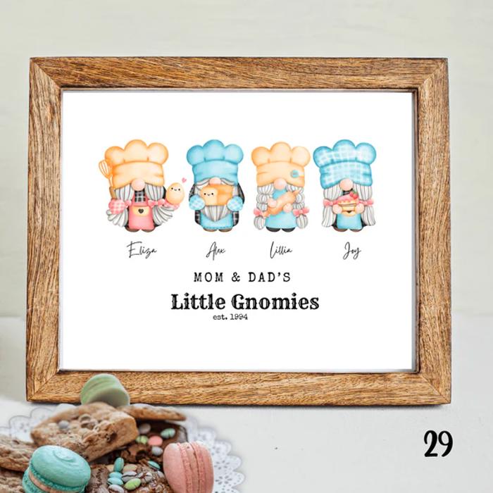 Cozy Holiday Gnome Family Personalized Art | 3 sizes