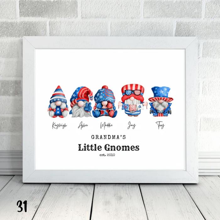 Cozy Holiday Gnome Family Personalized Art | 3 sizes