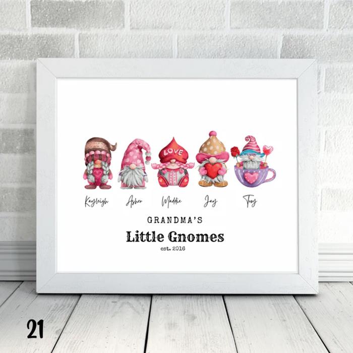 Cozy Holiday Gnome Family Personalized Art | 3 sizes
