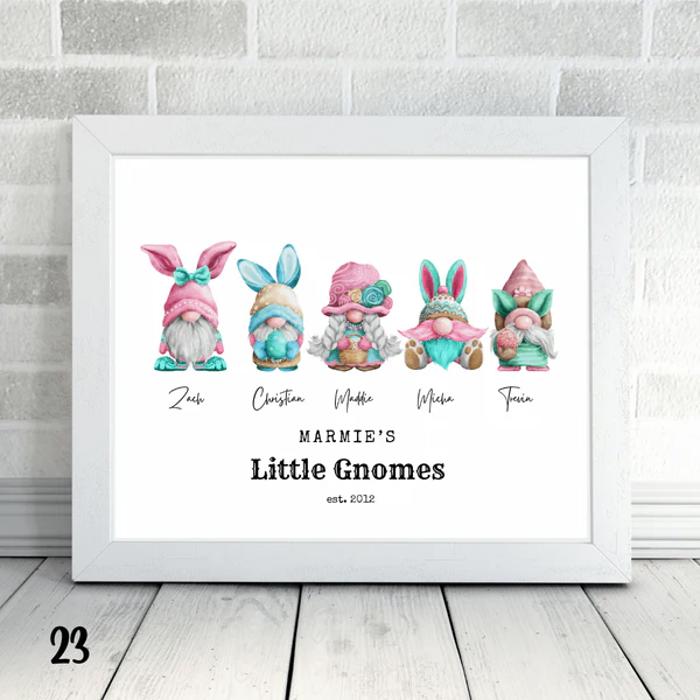 Cozy Holiday Gnome Family Personalized Art | 3 sizes