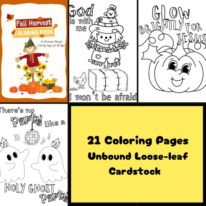 Fall Harvest Halloween Coloring Book | 21 Christian Themed Pages