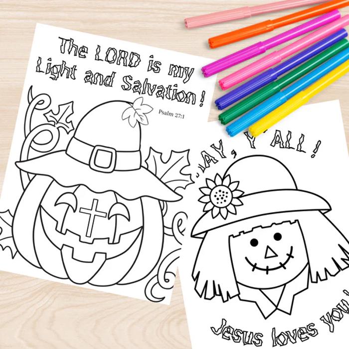 Fall Harvest Halloween Coloring Book | 21 Christian Themed Pages