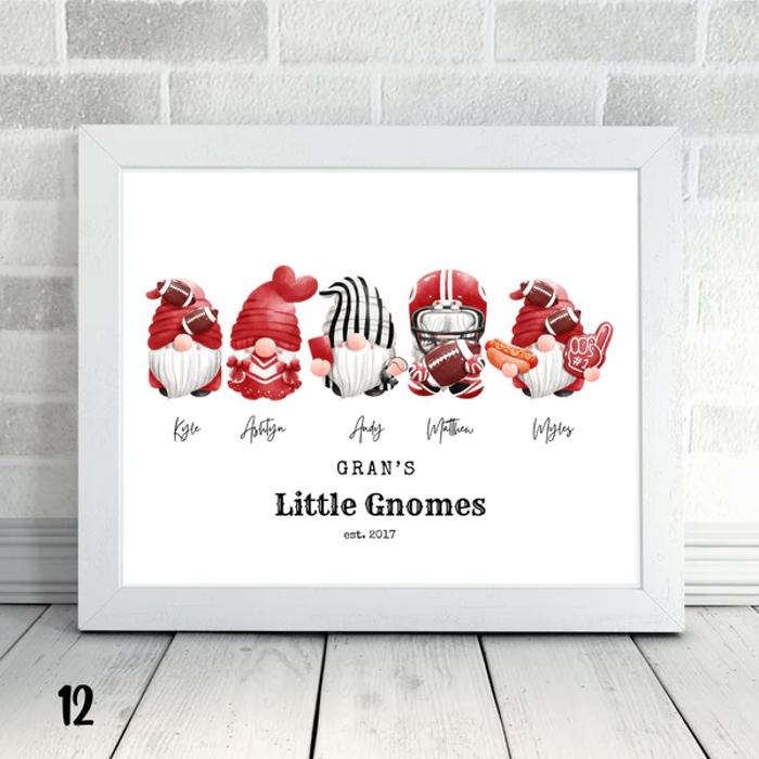 Cozy Holiday Gnome Family Personalized Art | 3 sizes