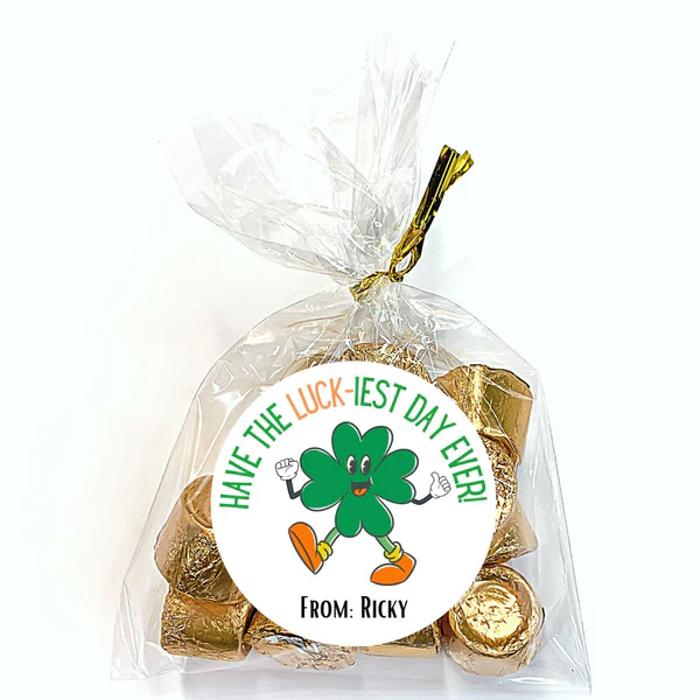 Personalized St. Patrick's Green Leprechaun Party Stickers & Loot Bags