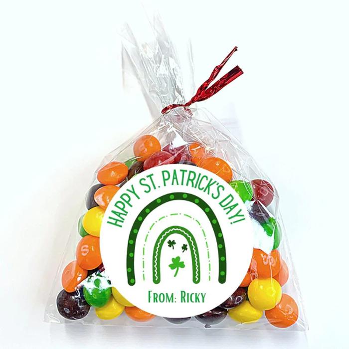 Personalized St. Patrick's Green Leprechaun Party Stickers & Loot Bags