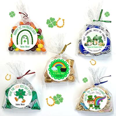 Personalized St. Patrick's Green Leprechaun Party Stickers & Loot Bags