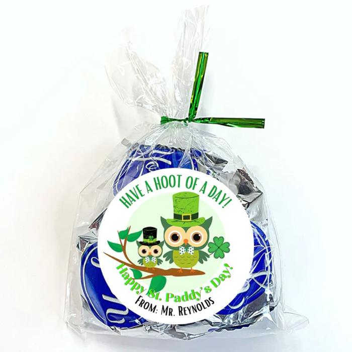 Personalized St. Patrick's Green Leprechaun Party Stickers & Loot Bags