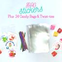 24 stickers with treat bags Personalized Kids Holiday / Valentines Day Party Stickers & Treat Bags 