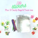 12 Stickers with treat bags 12 Personalized St. Patrick's Green Leprechaun Party Stickers & Loot Bags