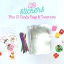 12 Sticker Pack Personalized Girls Birthday Party Stickers & Treat Bags