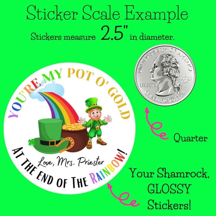 Personalized St. Patrick's Green Leprechaun Party Stickers & Loot Bags