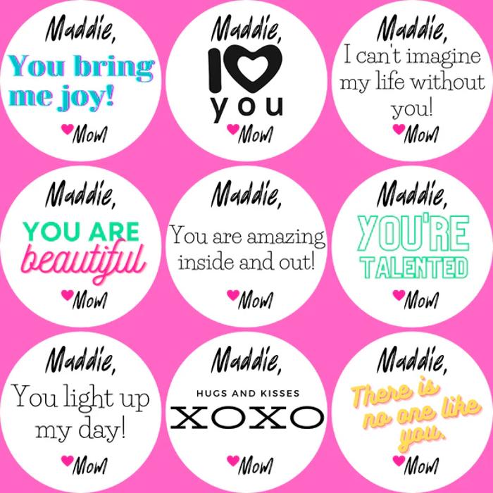 Personalized Back to School Lunch Box /  Lunch Sack Positive Note Stickers