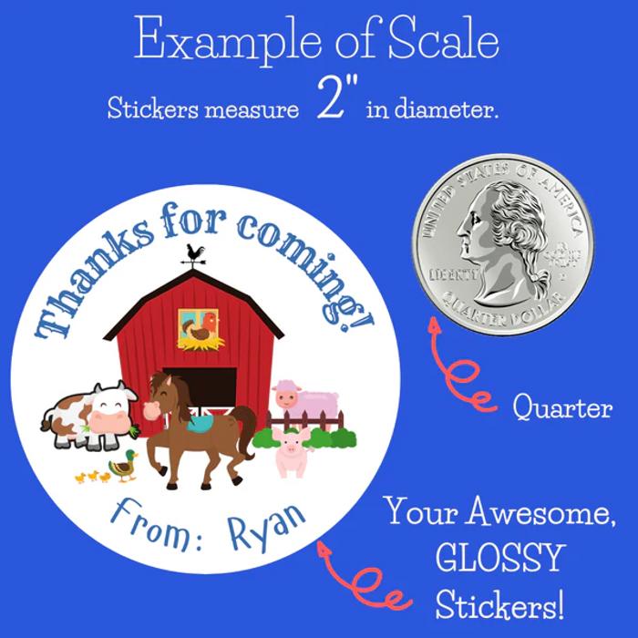 Personalized Boys Birthday Party Stickers & Treat Bags