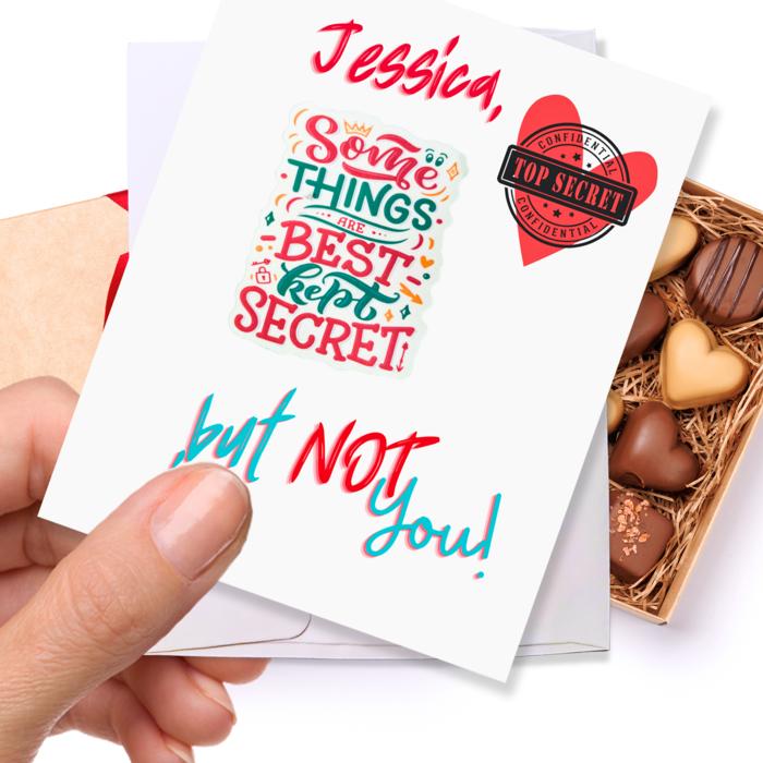 Personalized Valentine Waterproof Die Cut Sticker Greeting Card Assorted