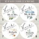  Classy Wedding Bridal Shower Thank You Stickers & Treat Bags 