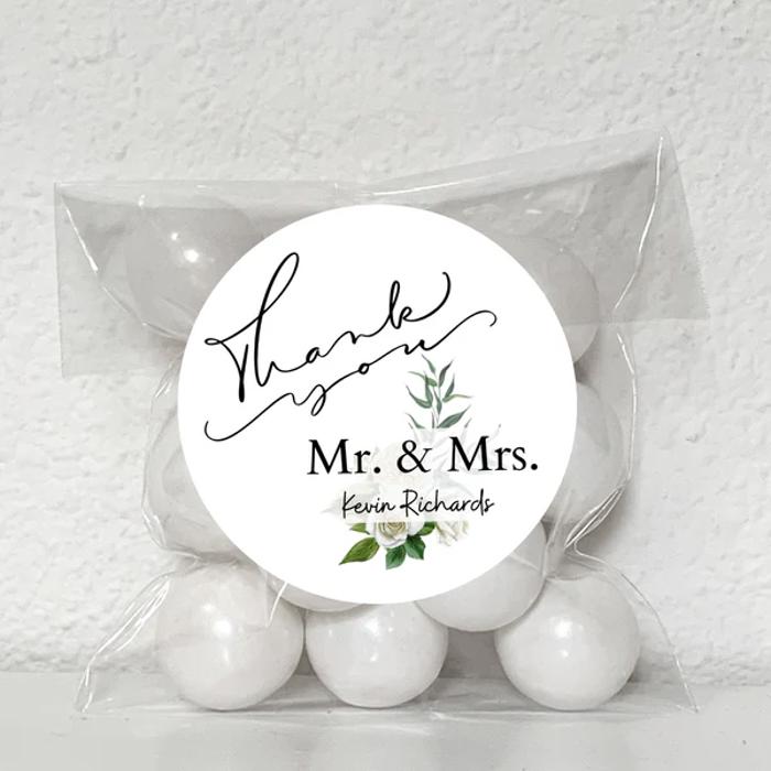 Classy Wedding Bridal Shower Thank You Stickers & Treat Bags 