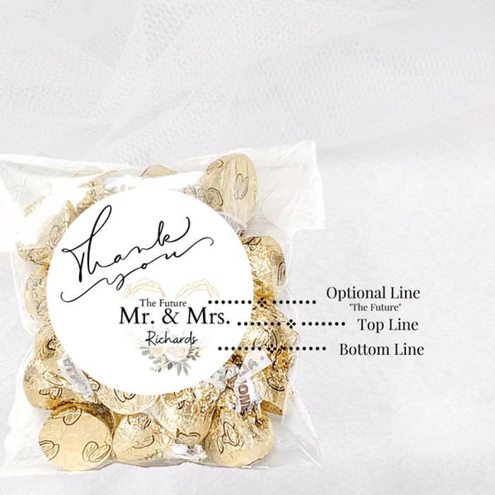 Classy Wedding Bridal Shower Thank You Stickers & Treat Bags 