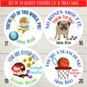  Personalized Kids Holiday / Valentines Day Party Stickers & Treat Bags 