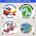  Personalized Boys Birthday Party Stickers & Treat Bags