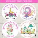  Personalized Girls Birthday Party Stickers & Treat Bags
