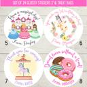  Personalized Girls Birthday Party Stickers & Treat Bags