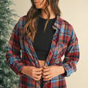  Plaid Print Loose Vintage Shirt