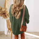  Cable Knit Drop Shoulder Loose Fit Sweater Dress