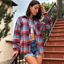  Plaid Print Loose Vintage Shirt