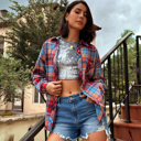  Plaid Print Loose Vintage Shirt