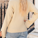  Solid Textured Knit Split Cuff Drop Shoulder Loose Sweater