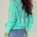  Hollow Out Knit V Neck Drop Shoulder Sweater