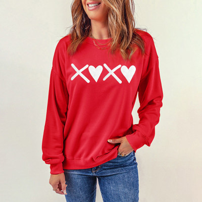 Red Puff XOXO Print Valentines Heart Sweatshirt