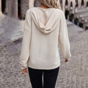  Apricot Solid Textured Drawstring Henley Hoodie