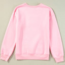  Pink LOVER Puff Print Drop Shoulder Pullover Sweatshirt