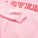  Pink LOVER Puff Print Drop Shoulder Pullover Sweatshirt