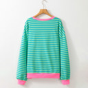  Stripe Oversized Contrast Trim Pullover Sweatshirt