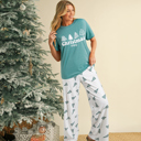  Christmas Tree Print Tee and Pants Lounge Set