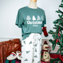  Christmas Tree Print Tee and Pants Lounge Set