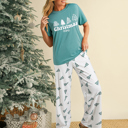  Christmas Tree Print Tee and Pants Lounge Set