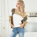  Khaki Exposed Seam Color Block Patchwork Top