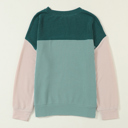  Color Block Long Sleeve Ribbed Loose Top