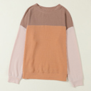  Color Block Long Sleeve Ribbed Loose Top