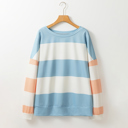  Colorblock Striped Drop Shoulder Long Sleeve Top