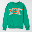  Bright Green MERRY Graphic Pullover Sweatshirt