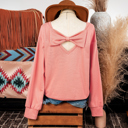 Large Pink Bowknot Dewback Round Neck Sweatshirt